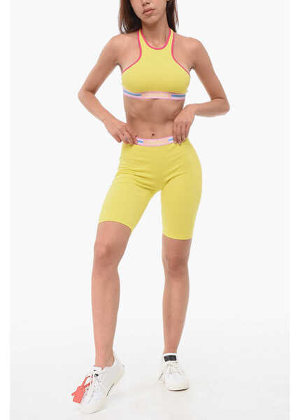 Pantaloni scurti DSQUARED2 Cotton Stretch Cycling Shorts With Logoed Band Yellow Femei (BM 18358018) 4