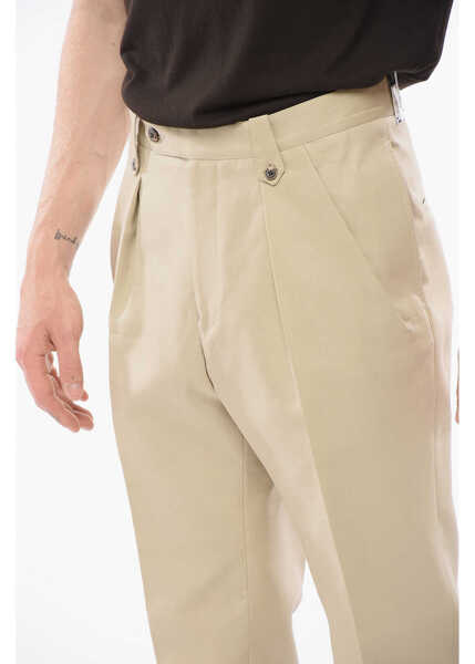 Pantaloni eleganti CORNELIANI Silk Blended Pants With Pleats Beige Barbati (BM 18358108) 3