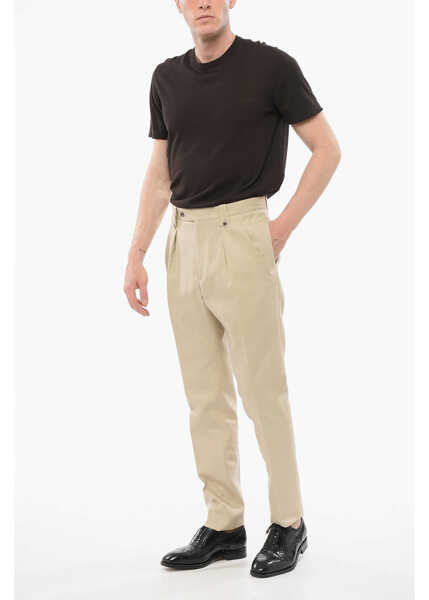 Pantaloni eleganti CORNELIANI Silk Blended Pants With Pleats Beige Barbati (BM 18358108) 4