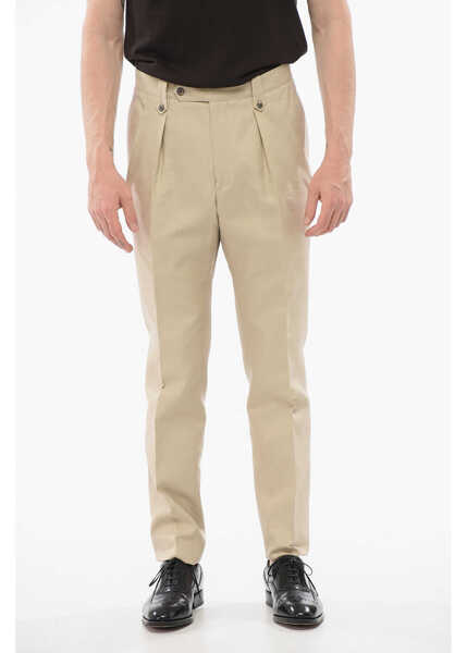 Pantaloni eleganti CORNELIANI Silk Blended Pants With Pleats Beige Barbati (BM 18358108) 1