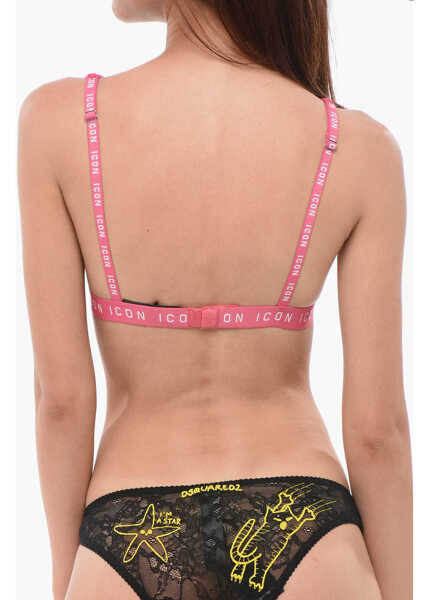 Sutiene DSQUARED2 Lace Icon Triangle Bra With Logoed Elastic Bands Pink Femei (BM 18358135) 2