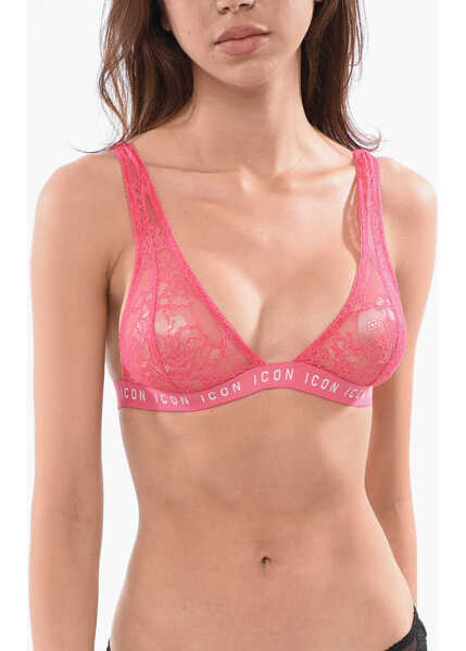 Sutiene DSQUARED2 Lace Icon Triangle Bra With Logoed Elastic Bands Pink Femei (BM 18358135) 1