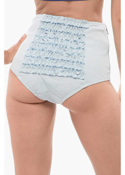 Bluze DSQUARED2 Underwear Short-Sleeved Crop Top With Logoed Waistband Light Blue Femei (BM 18358141) 2