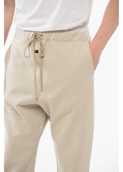 Pantaloni de trening FEAR OF GOD Solid Color Cotton Joggers With Contrasting Logo Patch Beige Barbati (BM 18358300) 3