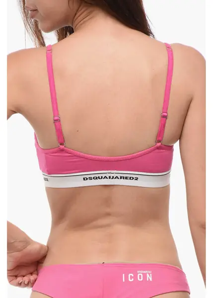 Sutiene DSQUARED2 Solid Color Sport Bra With Logoed Band Pink Femei (BM 18358330) 2