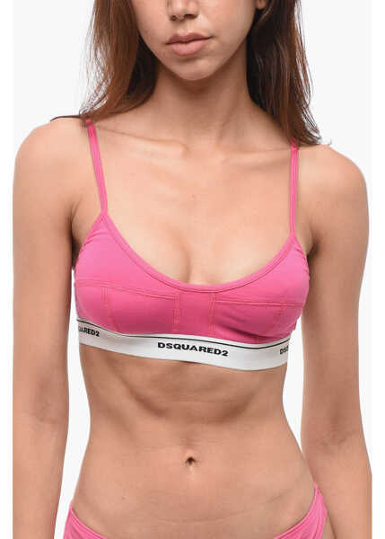 Sutiene DSQUARED2 Solid Color Sport Bra With Logoed Band Pink Femei (BM 18358330) 1