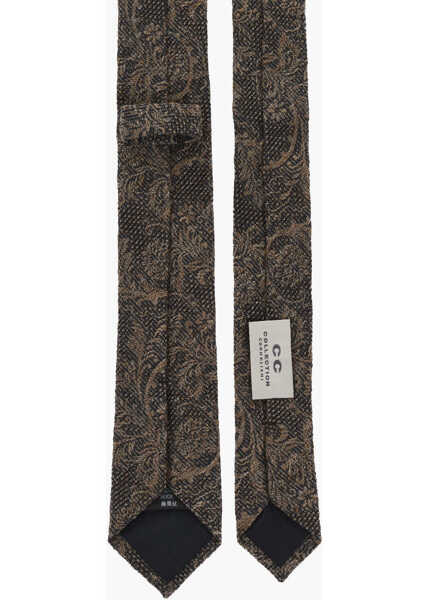 Cravate CORNELIANI Cc Collection Damask Cotton And Silk Tie Brown Barbati (BM 18358369) 3