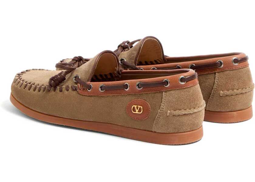 Mocasini Valentino Garavani Palm Avenue Boat Loafers DARK KHAKI/TOBACCO/BARK BROWN Barbati (BM 18358408) 3