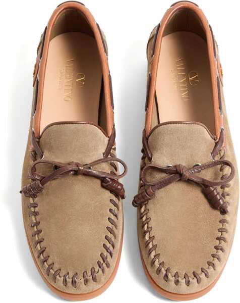 Mocasini Valentino Garavani Palm Avenue Boat Loafers DARK KHAKI/TOBACCO/BARK BROWN Barbati (BM 18358408) 4