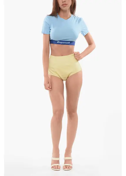 Pantaloni scurti DSQUARED2 Tight-Fitting Culottes With Back Zip Yellow Femei (BM 18358591) 4