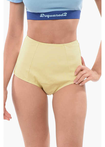 Pantaloni scurti DSQUARED2 Tight-Fitting Culottes With Back Zip Yellow Femei (BM 18358591) 1