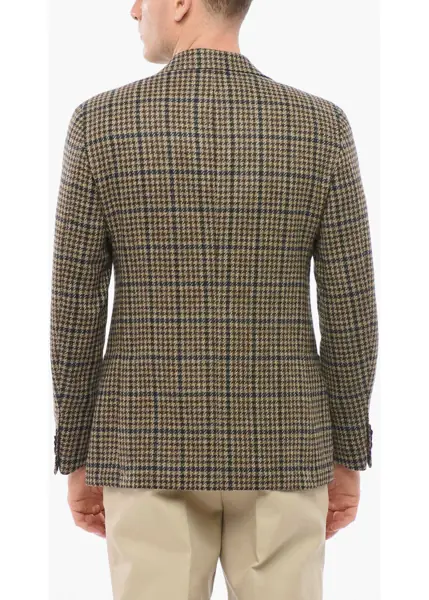 Sacouri elegante CORNELIANI Cc Collection Houndstooth Motif Refined Wool Single Breasted Beige Barbati (BM 18358606) 2