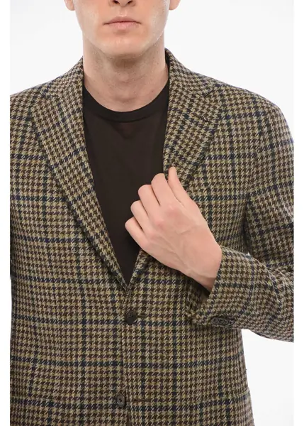 Sacouri elegante CORNELIANI Cc Collection Houndstooth Motif Refined Wool Single Breasted Beige Barbati (BM 18358606) 3