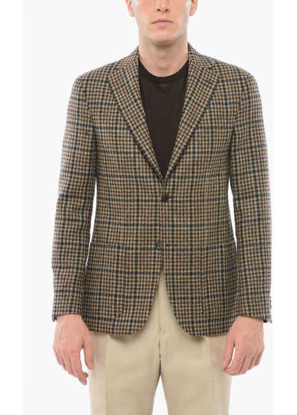 Sacouri elegante CORNELIANI Cc Collection Houndstooth Motif Refined Wool Single Breasted Beige Barbati (BM 18358606) 1