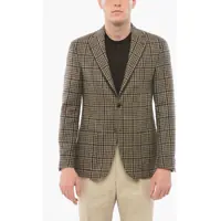 Sacouri elegante Cc Collection Houndstooth Motif Refined Wool Single Breasted Barbati