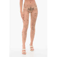 Sosete Tattoo Patterned Mesh Collant Femei