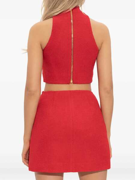 Topuri Balmain Boucl wool crop Top ROUGE Femei (BM 18358831) 4