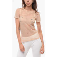 Sosete Short-Sleeved Monogram Lace Top Femei