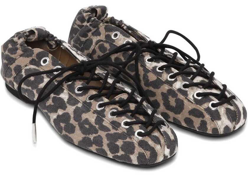 Balerini Ganni Ballerina Lace-Up ANIMALIER Femei (BM 18358927) 2