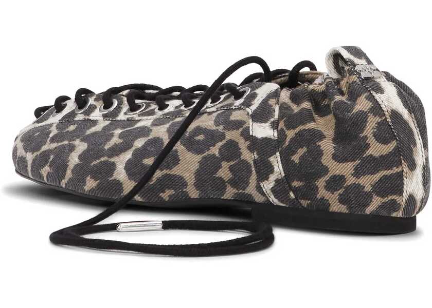 Balerini Ganni Ballerina Lace-Up ANIMALIER Femei (BM 18358927) 3