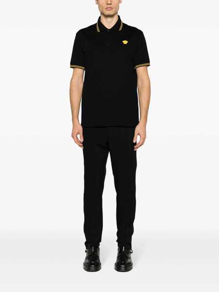 Tricouri Polo Versace Versace Black Short-Sleeved Medusa Polo Shirt Made Of Cotton Piqu Black Barbati (BM 18359460) 2