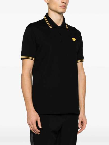 Tricouri Polo Versace Versace Black Short-Sleeved Medusa Polo Shirt Made Of Cotton Piqu Black Barbati (BM 18359460) 3