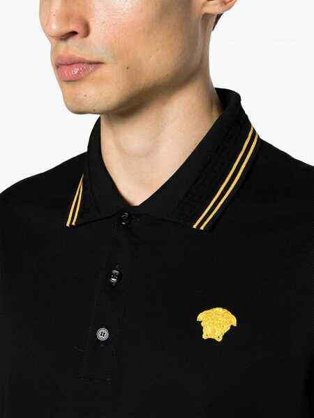 Tricouri Polo Versace Versace Black Short-Sleeved Medusa Polo Shirt Made Of Cotton Piqu Black Barbati (BM 18359460) 5