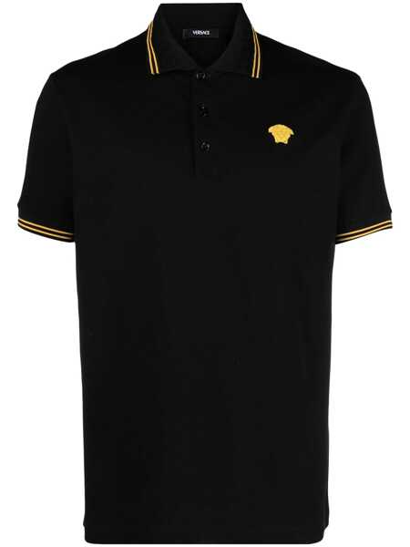Tricouri Polo Versace Versace Black Short-Sleeved Medusa Polo Shirt Made Of Cotton Piqu Black Barbati (BM 18359460) 1