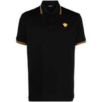 Tricouri Polo Versace Black Short-Sleeved 'Medusa' Polo Shirt Made Of Cotton Piqué Barbati