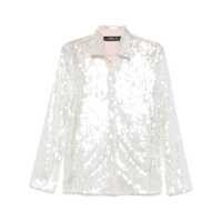 Camasi Metallic Shirt With Mesh Design And All-Over Applied Sequins In Tech Fabric Woman Femei