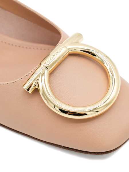 Pantofi cu toc Salvatore Ferragamo Salvatore Ferragamo Beige Leather Marry Pumps AMARETTI Femei (BM 18360513) 4