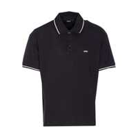 Tricouri Polo Black Polo Shirt With Classic Collar And Logo Lettering Embroidery On The Front In Cotton Man Barbati