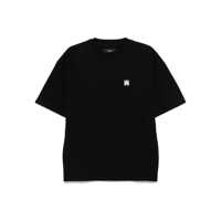 Tricouri Black Crewneck T-Shirt With Logo Embroidery On The Front In Cotton Man Barbati