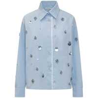 Camasi Light Blue Shirt With Classic Collar And Embellishments On The Front In Cotton Woman Femei