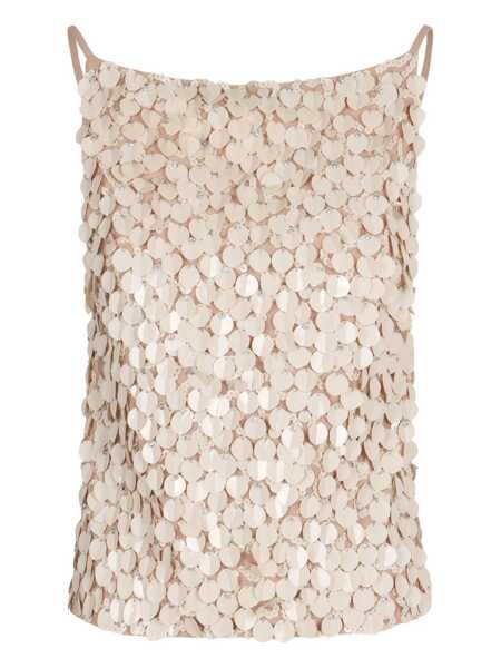 Topuri P.A.R.O.S.H. P.A.R.O.S.H. Sequin Top Beige Femei (BM 18362214) 1
