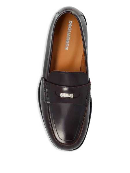 Mocasini DSQUARED2 Bordeaux Loafers With Logo Plaque On The Front In Leather Man Red Barbati (BM 18363321) 4