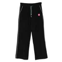 Pantaloni Black Pants With All-Over Embossed Monogram And Drawstring Waist In Cotton Man Barbati