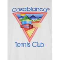 Tricouri Casablanca pentru Barbati - Tricouri Casablanca White Crewneck T-Shirt With Logo On The Front In Cotton Man WHITE Barbati (BM 18363609) - B-mall.ro