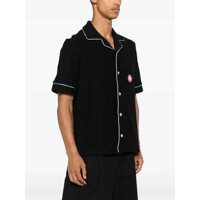 Camasi Casablanca pentru Barbati - Camasi Casablanca Black Shirt With Classic Lapels And All-Over Embossed Monogram In Cotton Man Black Barbati (BM 18363633) - B-mall.ro