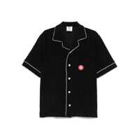 Camasi Black Shirt With Classic Lapels And All-Over Embossed Monogram In Cotton Man Barbati