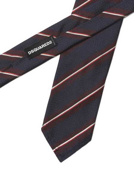 Cravate DSQUARED2 Blue Tie With All-Over Striped Motif In Silk Man BLUE Barbati (BM 18363996) 2