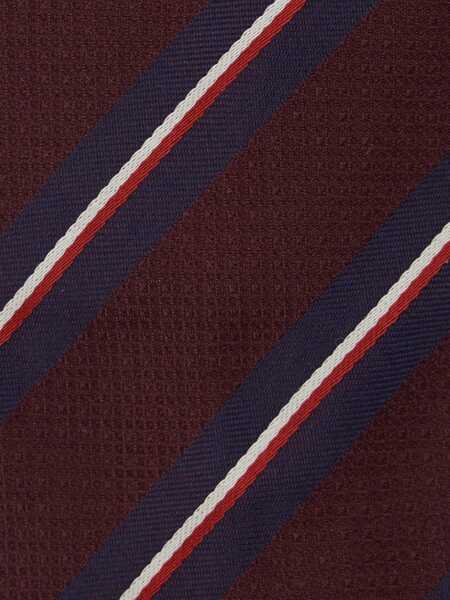 Cravate DSQUARED2 Bordeaux Tie With All-Over Striped Motif In Silk Man Red Barbati (BM 18363999) 3