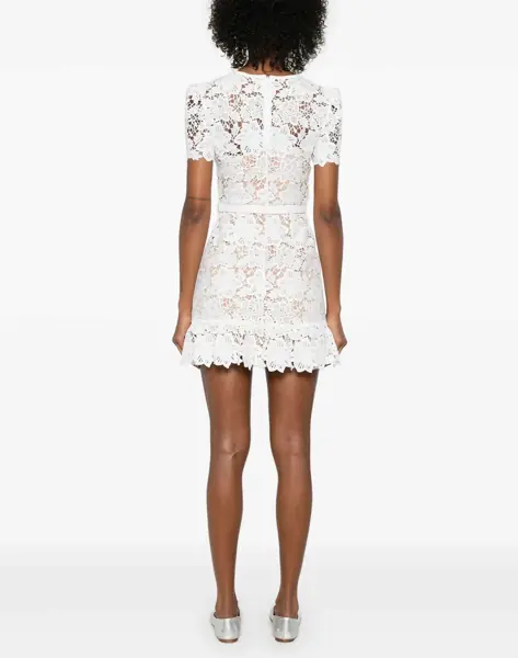 Rochii scurte Self-Portrait Lace Mini Dress With Belt WHITE Femei (BM 18364778) 4