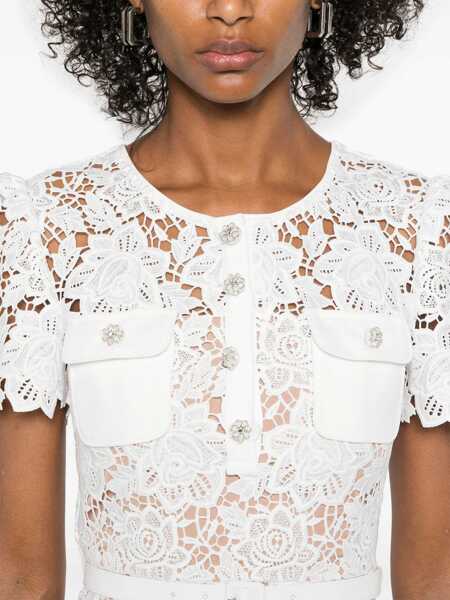 Rochii scurte Self-Portrait Lace Mini Dress With Belt WHITE Femei (BM 18364778) 5