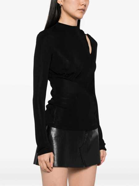 Topuri Self-Portrait Long sleeve knit Top BLACK Femei (BM 18364939) 3