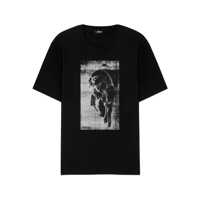Tricouri Versace Black Cotton T-Shirt With Print Barbati