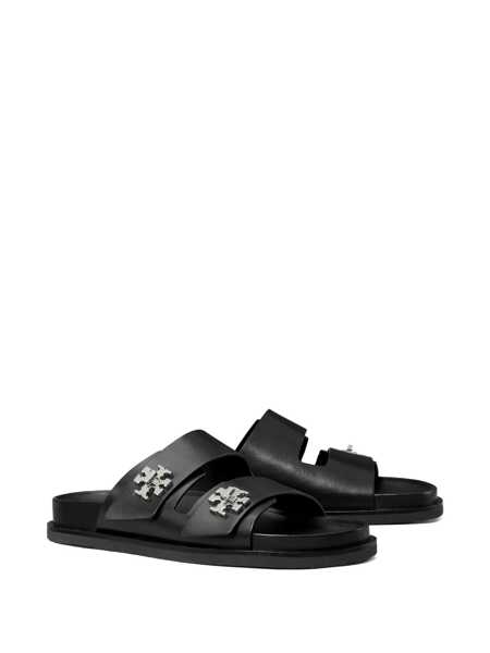 Balerini Tory Burch Turnlock Black Sandals With Double Strap And Logo Plaque In Leather Woman Black Femei (BM 18366066) 2