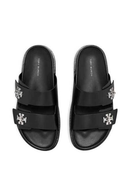 Balerini Tory Burch Turnlock Black Sandals With Double Strap And Logo Plaque In Leather Woman Black Femei (BM 18366066) 3