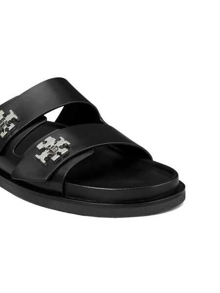 Balerini Tory Burch Turnlock Black Sandals With Double Strap And Logo Plaque In Leather Woman Black Femei (BM 18366066) 4