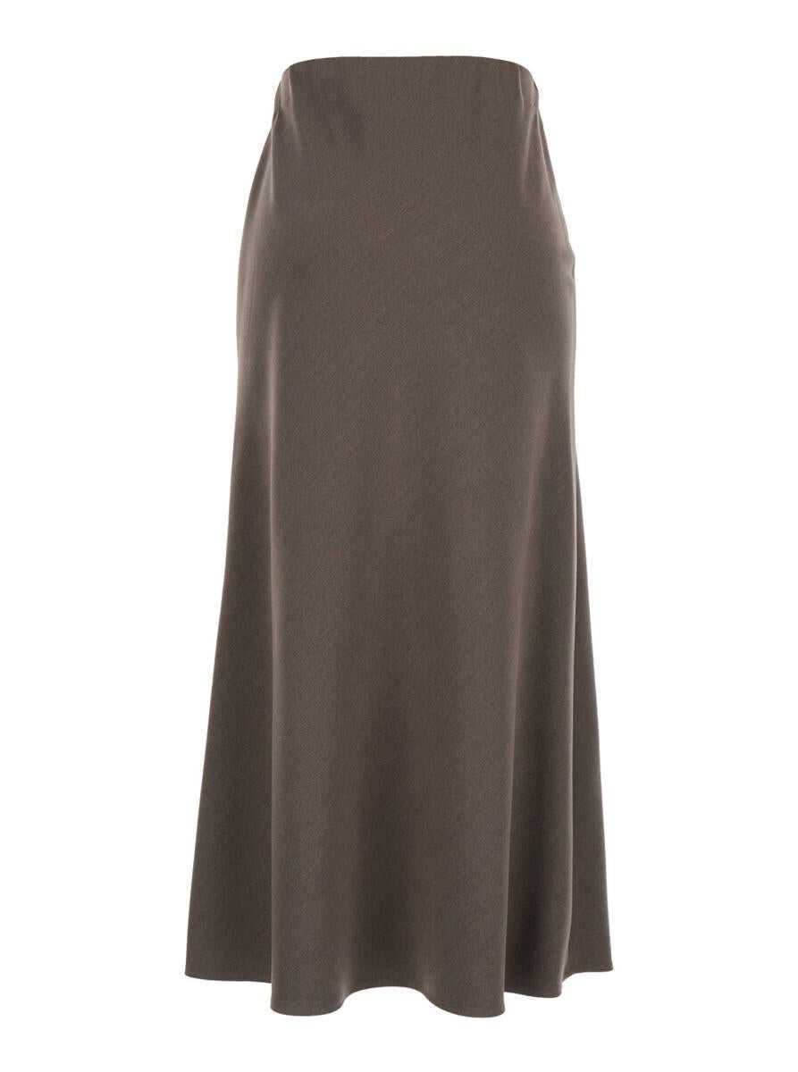 Fuste PLAIN Beige Long Skirt With Side Hook And Loop Closure In Fabric Woman GREY Femei (BM 18366237) 2